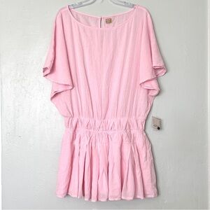 Free-Est Sutton Boat neckline Flutter sleeves Mini Dress in Pink a Boo Size L